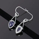 Water Drop Shape Sandstone 925 Silver Earrings