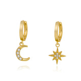 Moon Star Earrings Dazzling Asymmetric Long Jewelry