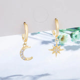 Moon Star Earrings Dazzling Asymmetric Long Jewelry