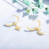 Moon Star Earrings Dazzling Asymmetric Long Jewelry
