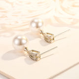 Elegant Pearl Jewelry Earrings 925 Silver for Women