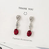 Water Drop Earrings Silver 925 Ruby Jewelry