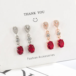 Water Drop Earrings Silver 925 Ruby Jewelry