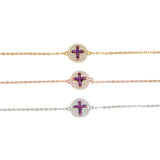 925 Silver Cross Bracelet Tiny Link Chain Charm Women Jewelry Delicate Bracelet