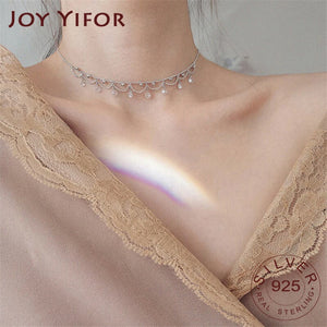 925 Silver CZ Zircon Collar Necklace Wedding Party Jewelry