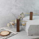 T Shape Walnut Metal Jewelry Holder Earrings Bracelet Display Rack