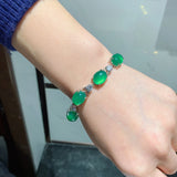 Oval Emerald Tourmaline Gemstone Bracelet 925 Sterling Silver