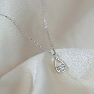 925 Silver Water Drop Zircon Pendant Necklace