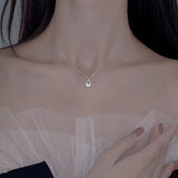 925 Silver Water Drop Zircon Pendant Necklace