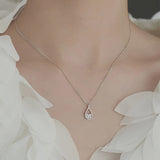 925 Silver Water Drop Zircon Pendant Necklace