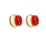 High-End Red Pearl Square Earrings