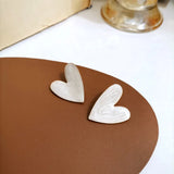 Metal Enamle Love Heart Clip Earrings Retro Big Heart Shaped Clip Earring