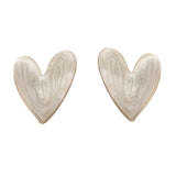 Metal Enamle Love Heart Clip Earrings Retro Big Heart Shaped Clip Earring
