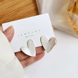 Metal Enamle Love Heart Clip Earrings Retro Big Heart Shaped Clip Earring