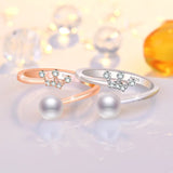 Temperament Pearl Crown Opening Rings For Women 925 Sterling Silver Jewelry