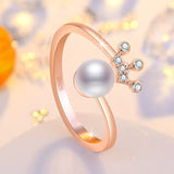Temperament Pearl Crown Opening Rings For Women 925 Sterling Silver Jewelry