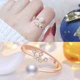 Temperament Pearl Crown Opening Rings For Women 925 Sterling Silver Jewelry