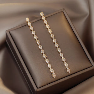 Zircon Tassel Drop Earrings For Women - Party Jewelry