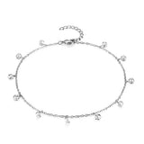 Stainless Steel Tennis Anklet Sparkling Cubic Zirconia Beach Jewelry