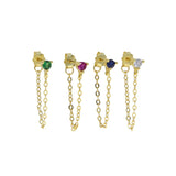 Colorful CZ Stud Earring 925 Silver Plated Piercing Tiny Small