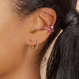 Colorful CZ Stud Earring 925 Silver Plated Piercing Tiny Small