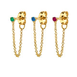 Colorful CZ Stud Earring 925 Silver Plated Piercing Tiny Small