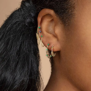 Colorful CZ Stud Earring 925 Silver Plated Piercing Tiny Small