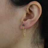 Colorful CZ Stud Earring 925 Silver Plated Piercing Tiny Small