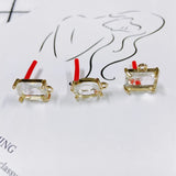 Geometric Zircon Inlaid Earrings DIY Jewelry Making