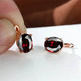 Rose Wedding Earrings Multicolor Zircon Hoop Earrings Women Jewelry