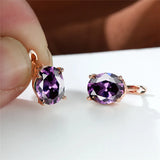 Rose Wedding Earrings Multicolor Zircon Hoop Earrings Women Jewelry