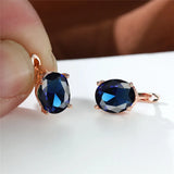 Rose Wedding Earrings Multicolor Zircon Hoop Earrings Women Jewelry