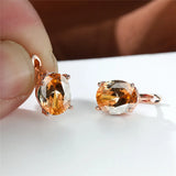 Rose Wedding Earrings Multicolor Zircon Hoop Earrings Women Jewelry
