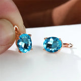 Rose Wedding Earrings Multicolor Zircon Hoop Earrings Women Jewelry