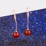 Green Agate Drop Earrings 925 Silver Ethnic Jewelry