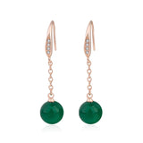 Green Agate Drop Earrings 925 Silver Ethnic Jewelry