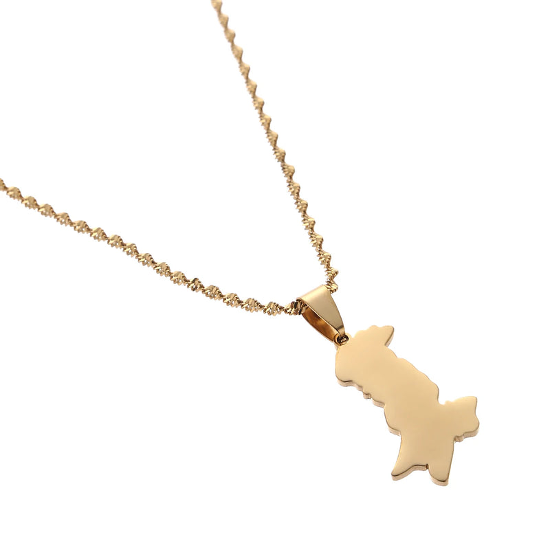 Pakistan Map Pendant Necklaces Stainless Steel Silver Pakistani Ethnic Jewelry