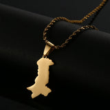 Pakistan Map Pendant Necklaces Stainless Steel Silver Pakistani Ethnic Jewelry