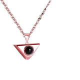 Triangle Necklace Couples Photo Projection Pendant Xmas Jewelry Gift