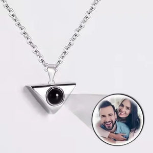 Triangle Necklace Couples Photo Projection Pendant Xmas Jewelry Gift