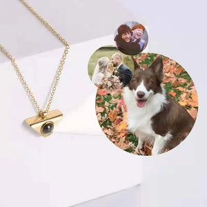 Triangle Necklace Couples Photo Projection Pendant Xmas Jewelry Gift