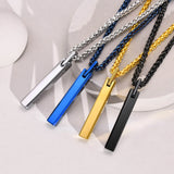 Tungsten Bar Pendant Necklace for Men