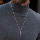 Tungsten Bar Pendant Necklace for Men