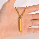 Tungsten Bar Pendant Necklace for Men