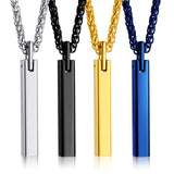 Tungsten Bar Pendant Necklace for Men