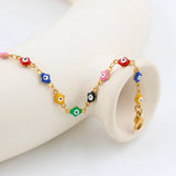 Evil Eye Charm Bracelet Stainless Steel Colorful Demon Eyes Beads Bangle
