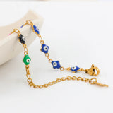 Evil Eye Charm Bracelet Stainless Steel Colorful Demon Eyes Beads Bangle