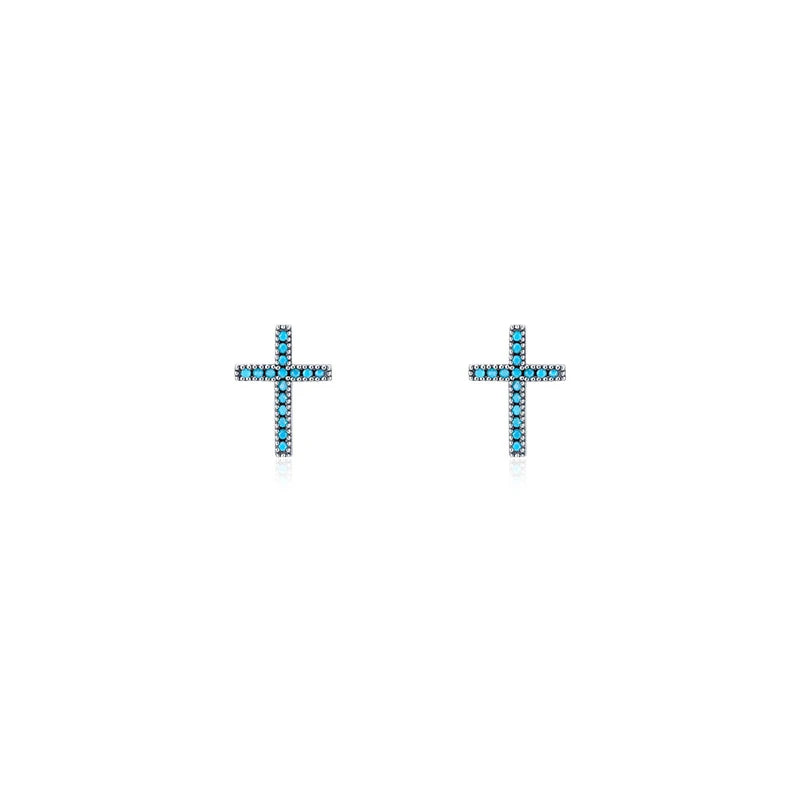 Turquoise Stud Earrings 925 Silver Women's Street Jewelry