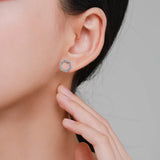 Turquoise Stud Earrings 925 Silver Women's Street Jewelry