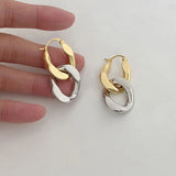 Cuban Chain Hoop Earrings Women Two-Color Hanging Jewelry